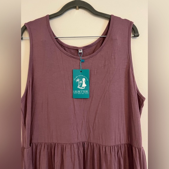 Lil Better Women Mauve Sleeveless Sundress Pleated Flowy Casual Preppy 2XL Chic - Picture 14 of 16